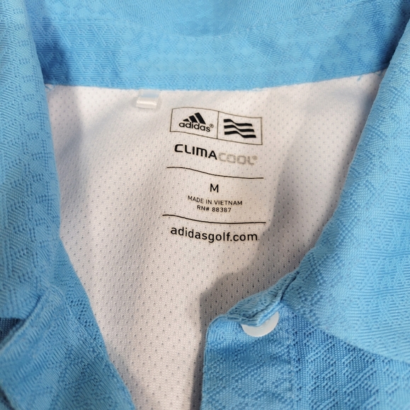 Adidas Clima Cool Womens Golf Polo Shirt On Size Medium Blue And White - Picture 3 of 9
